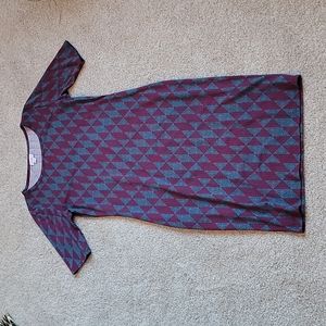 LuLaRoe Julia Dress M - Geometric navy and maroon